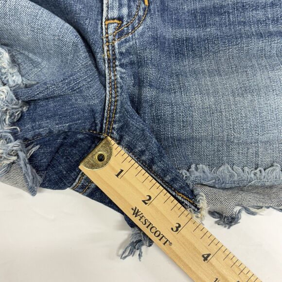 J. Crew Womens Size 25 Blue Mid Rise Raw Hem Cut-Off Denim Shorts Medium wash - Picture 9 of 9